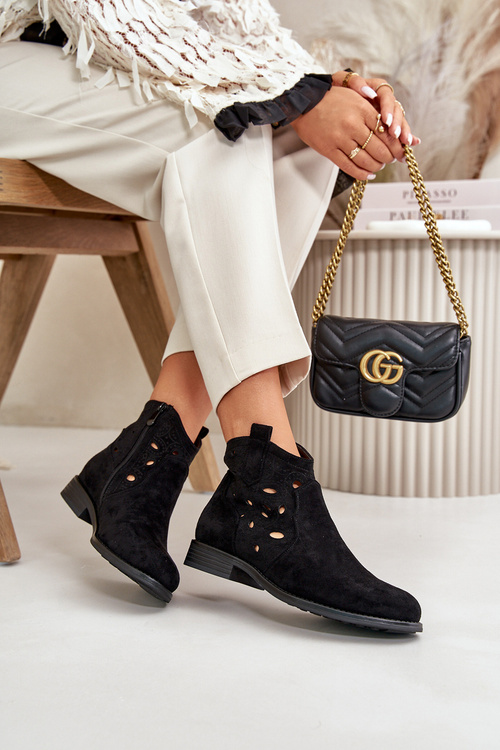 Dámské Botky S Prořezáváním Na Zip Černé S.Barski HY42-081