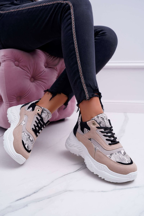 Dámská Sportovní Obuv se silnou Podrážkou béžové had Miltru