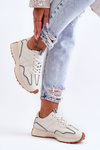 Dámska kožená športová topánka béžová fao