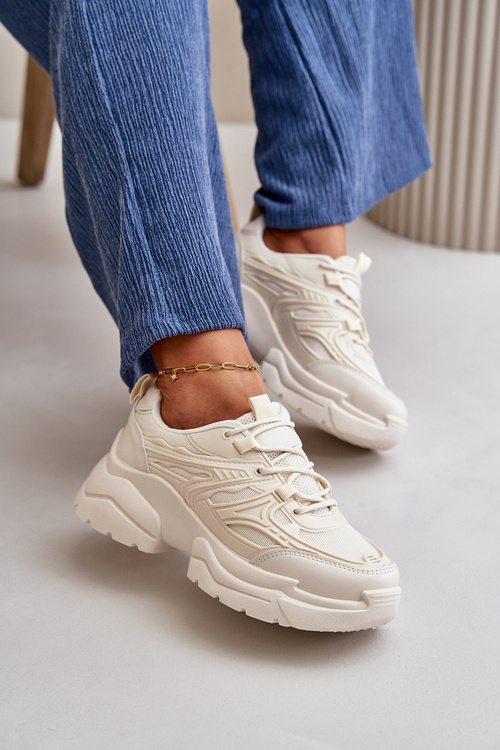 Dámské Sportovní Boty Sneakersy Na Masivní Podešvi Světle Béžové Lerista