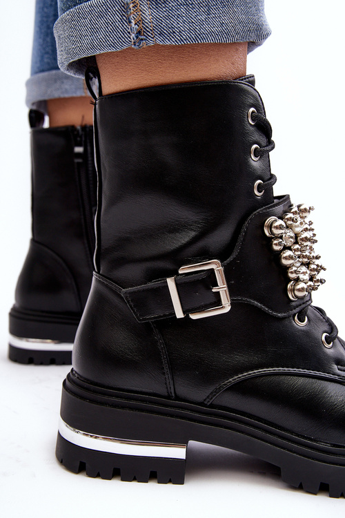 Ženské izolované topánky pracovníci zdobení čiernou Lennenom