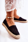 Klasické dámske čierne catris Openwork Espadrilles