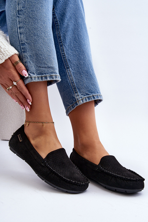 Dámske čierne čipkované mokasíny Rasirna