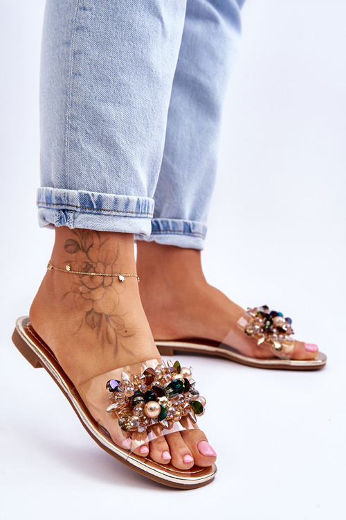 Dámske papuče s dekoratívnymi kameňmi S. Barski KV-576-3 PLN