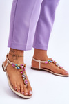 Semišové sandále flip -flops s kameňmi béžová frency