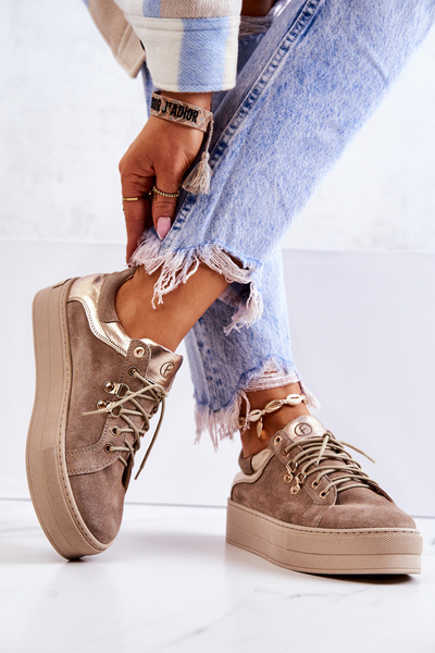 Suede Športové topánky na platforme Beige Mary Ann