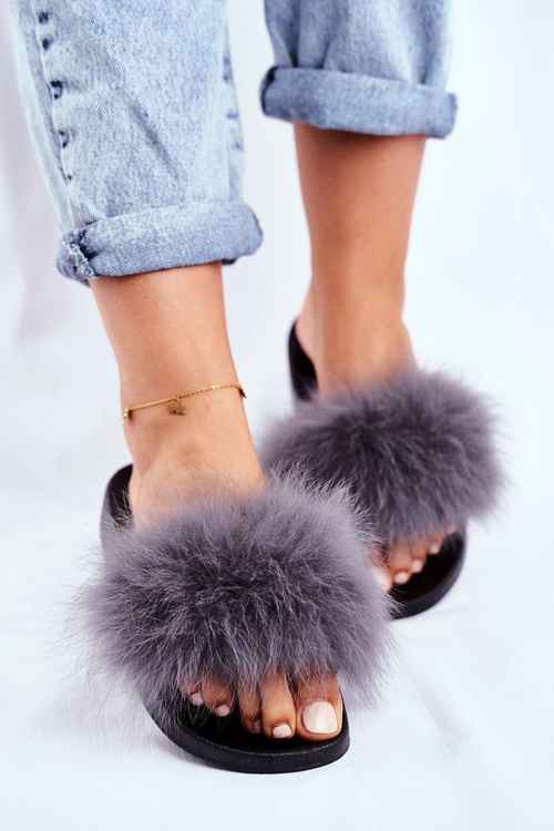 Ženské žabky s prírodným kožušinovým bushidom