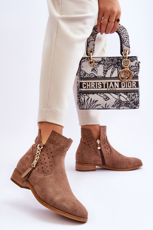 Dámské semišové kozačky na zip Béžová Belliano