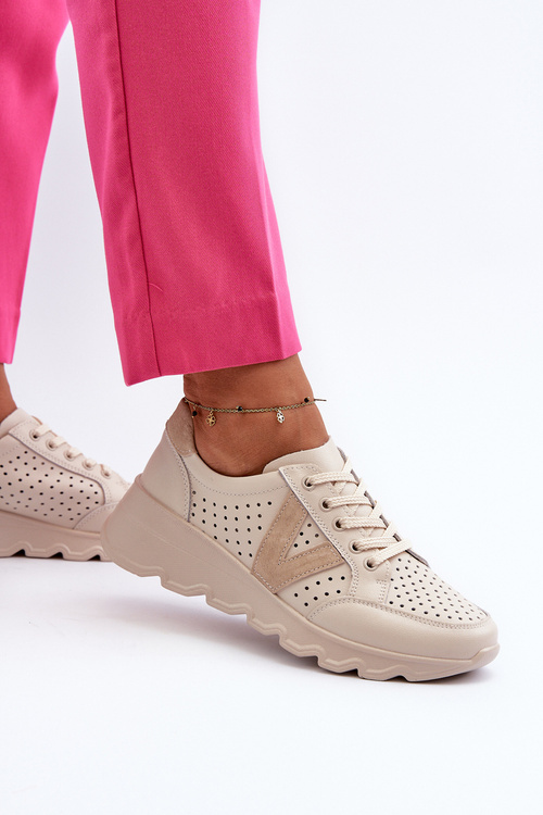 Dámské kožené lehké sportovní boty béžové Eleonori