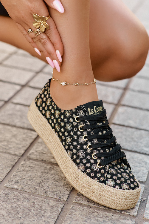 Vzory dámske tenisky na platforme s pletením Lee Cooper LCW-25-08-3647L čierne