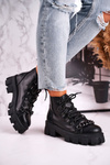 Dámské Kotníkové Boty na platformě Černé Chain