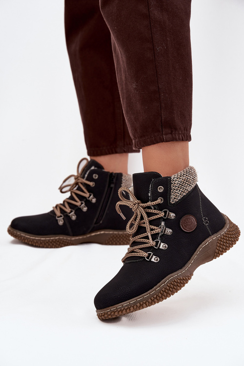 Zateplené kotníkové boty trapery dámské černé Zenaya