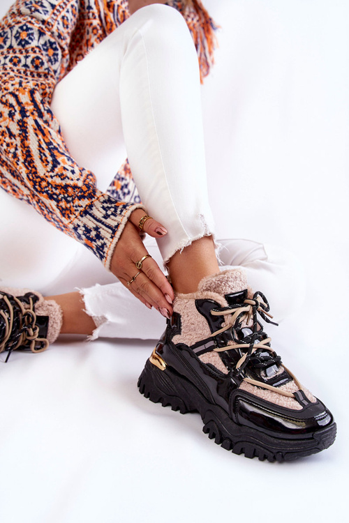 Dámské zateplené sportovní boty Černá a béžová Edora