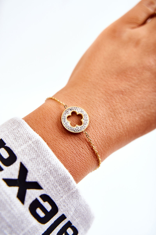 Dámska náramok Celebrity Flower and Gold Rinestones