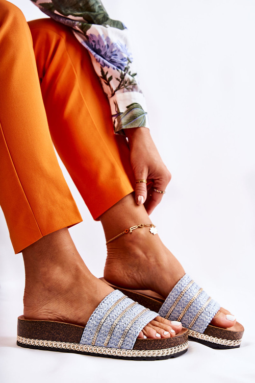 Dámské klasické pantofle s řetízkem Modré Maddy