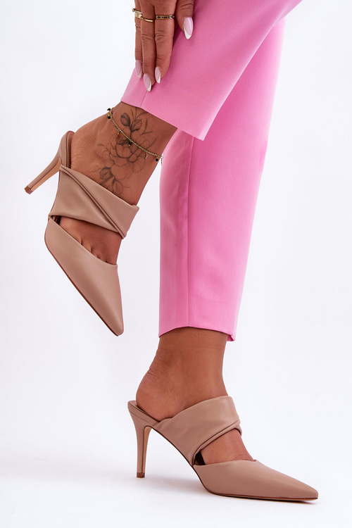 Kožené špičkové sandály tmavě béžové Aveline