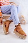 Espadrilles sandále na platforme Camel Jeanna