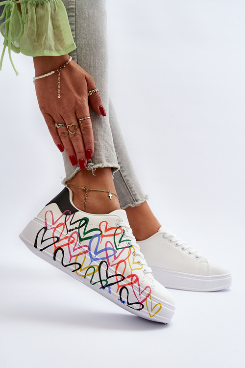 Dámske tenisky so srdiečkami Biele Claral