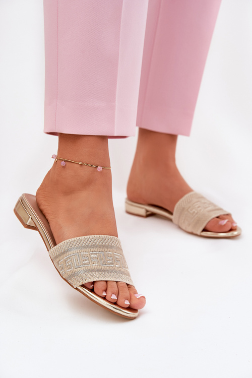 Dámske Sandále Na Plochéj Pätke Zlaté Fexxy