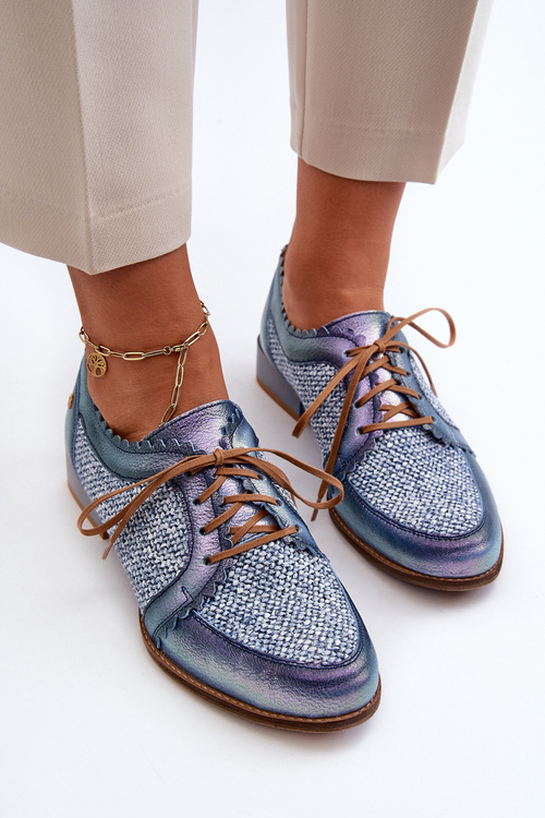 Dámská kožená šněrovací obuv Maciejka 06452-06 modrá