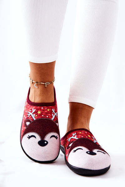 Hřejivé pantofle Reindeer Červené Taffy