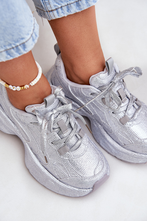 Dámske Tenisky Zdobené Kryštálmi Strieborné Porrot