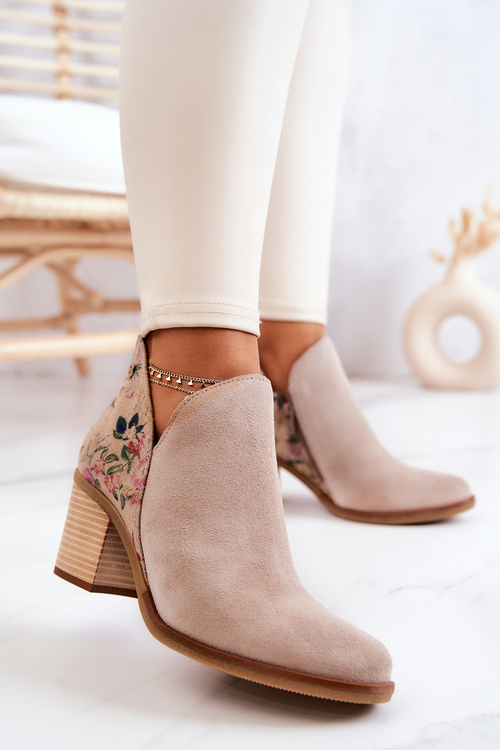 Dámské Kožené Boty Na Podpatku Maciejka Světle béžová 04492