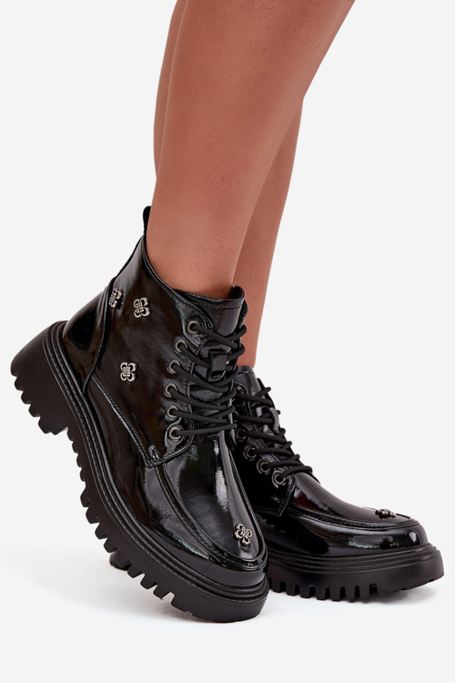 Kožené vykurované dámske topánky s ozdobami Artiker 57C0345 Čierne