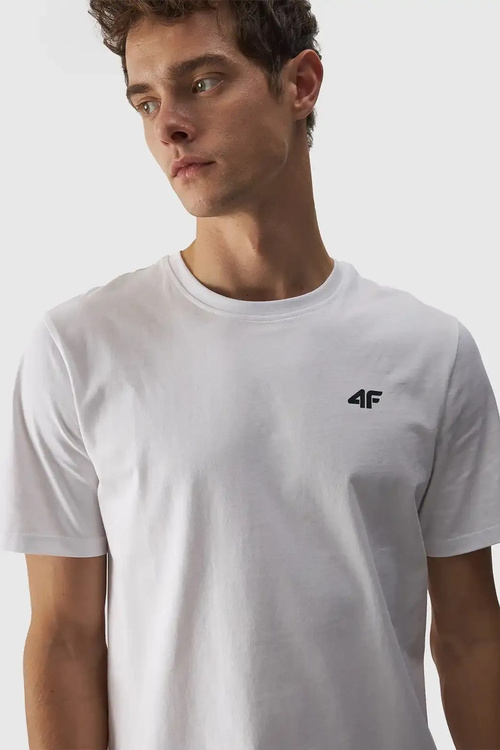 Pánske Hladké Tričko S Logom 4F Biele 4FWMM00TTSHM1843-10S