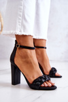 Kožené Sandály Na Podpatku Černá Henriett