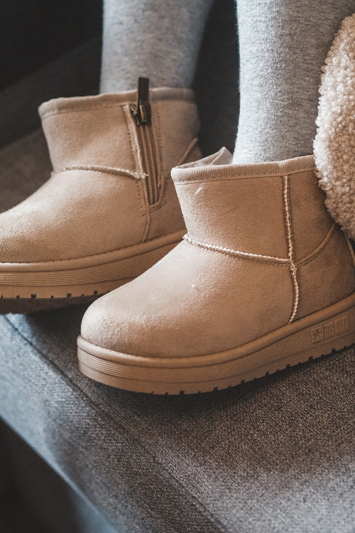 Dětské zimní boty s polstrováním na zip Bežové Big Star MM374098