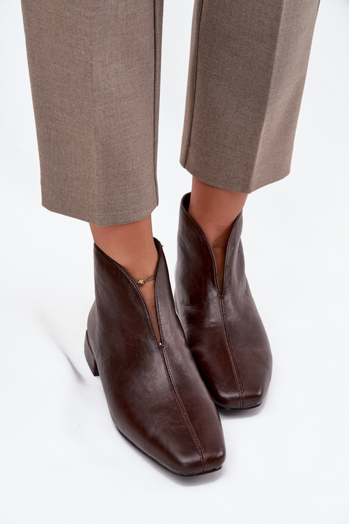 Dámské kotníkové boty na jemném podpatku čokoládové Elvienne