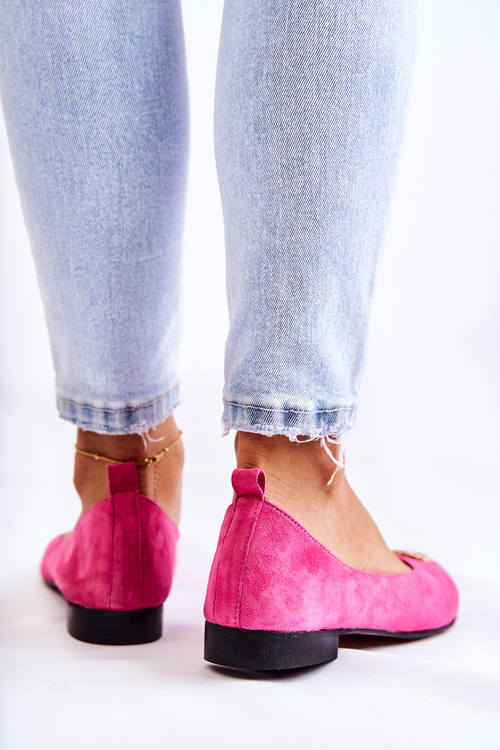 Ženské semišové baleríny s ozdobou Nicole 2746 Fuchsia
