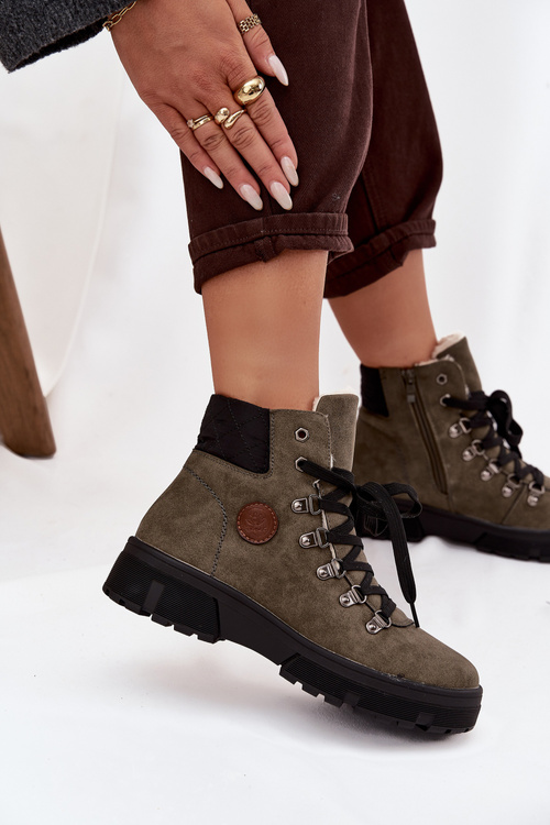 Zateplené dámské trapery na platformě tmavě zelené Zaraine