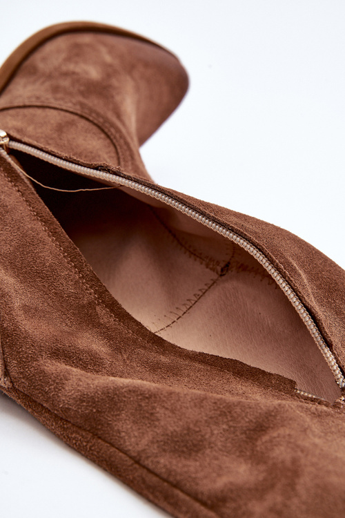 Zazoo 3427 Dámske Semišové Kozáčiky Kowbojky Hnedé