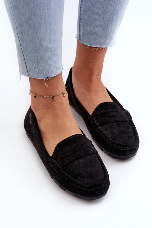 Dámské mokasíny z ekologického semiše Big Star NN274929 se systémem paměťové pěny Černé