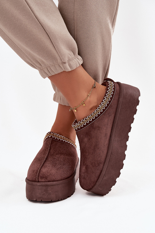 Dámské sněhule s ozdobnou výšivkou čokoládové Jenira