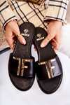 Dámska klasická kožená čierna adele flip -flops