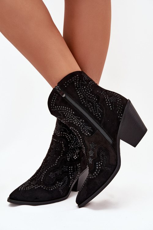 Zateplené Dámské Kotníkové Boty S Dekorací Černé Lelira