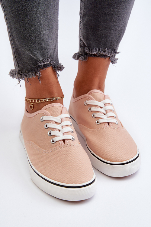 Dámske klasické ružové plátené tenisky Olvali