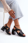Elegantné dámske sandále na vysokom opätku z ekologickej kože, čierne Asellesa