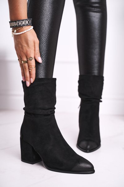 Dámské Kotníkové Boty Eko Semišové černé Up Side