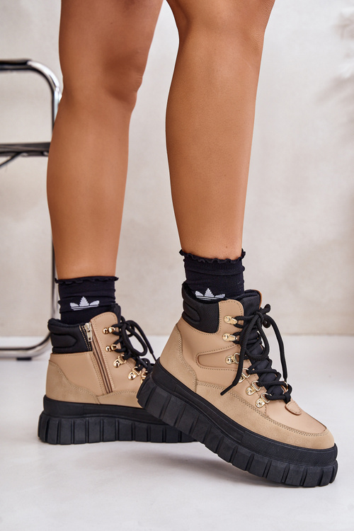 Dámské Zateplené Kotníkové Boty Na Platformě Hnědé Jelenia