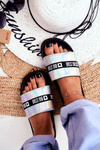 Dámske papuče veľká hviezda Silver Holo GG274A005