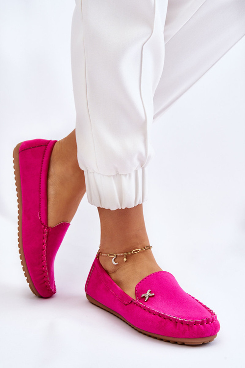 Dámske semišové mokasíny s ozdobou Fuksia Leah