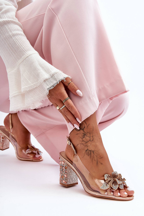 Zdobené štýlové priehľadné sandále Pink Gold S. Barski MR1037-18