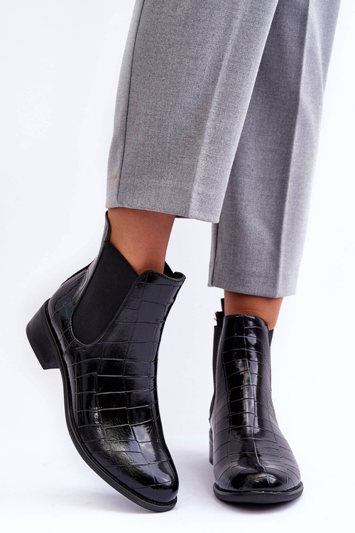 Kožené topánky zvieracie topánky Jodhpur. Čierny vzor Daina