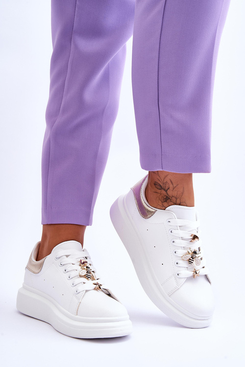 Dámská sportovní obuv na masivní platformě bílé a zlato Chante