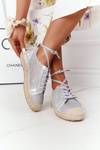 Šněrované Prolamované Espadrilles S.Barski L17704 Stříbrne