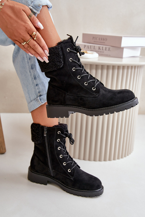 Dámské podšité boty workery na zip černé Mivael